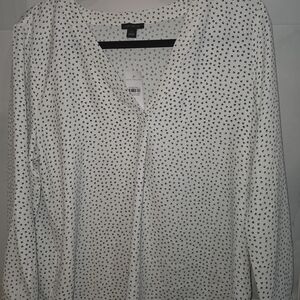 Ann Taylor White and Black Polka Dot Blouse